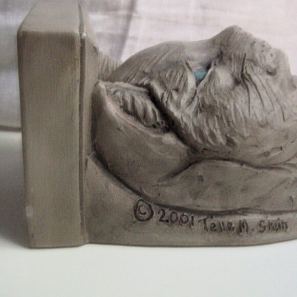 Artist TELLE M. STEIN Blue-Eyed Cat Feline Face 3D Wall Shelf Whimsical Decor - Picture 3 of 11